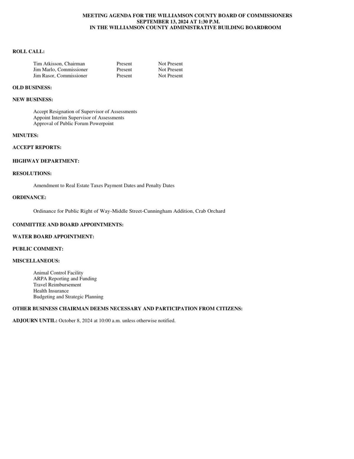 williamson county board of commissioners meeting agenda